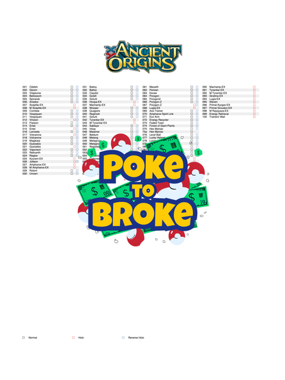 XY: Ancient Origins Printable Master and Complete Set Binder Placeholders + Checklist (Digital Download)