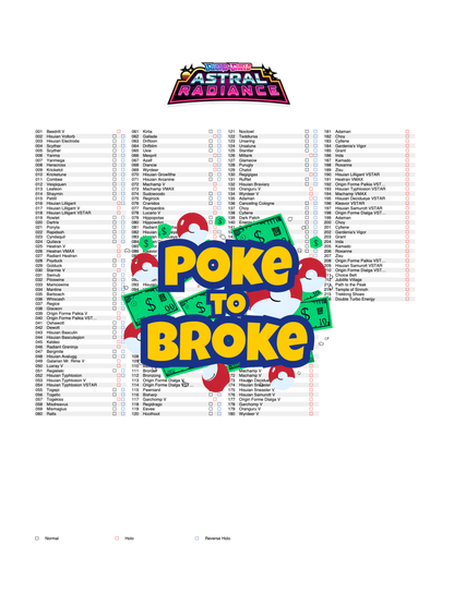 Sword & Shield: Astral Radiance Printable Master and Complete Set Binder Placeholders + Checklist (Digital Download)