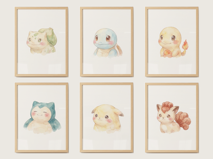 Popular Gen 1 Pokémon Nursery Wall Art Bundle, Kids Room Decor (Digital Download)