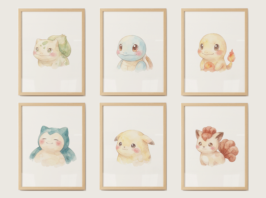 Popular Gen 1 Pokémon Nursery Wall Art Bundle, Kids Room Decor (Digital Download)