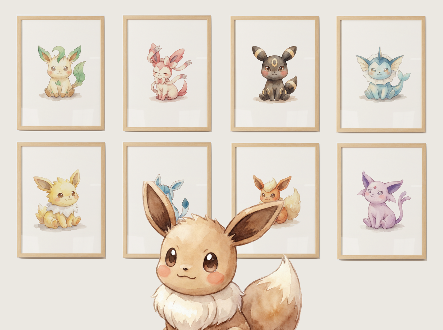 Eeveelutions Nursery Wall Art Bundle, 9 Printable Posters, Instant Download