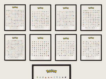 Pokémon Gen 1–9 Pokédex Poster Bundle, Full National Dex Wall Art, Kids Bedroom Decor, Original Artwork Printable Digital Download