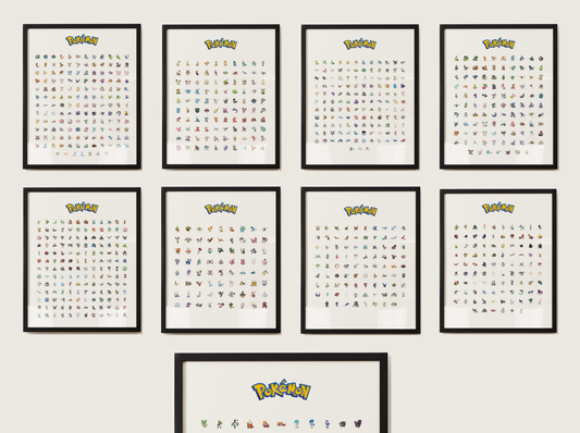 Pokémon Gen 1–9 Pokédex Poster Bundle, Full National Dex Wall Art, Kids Bedroom Decor, Original Artwork Printable Digital Download