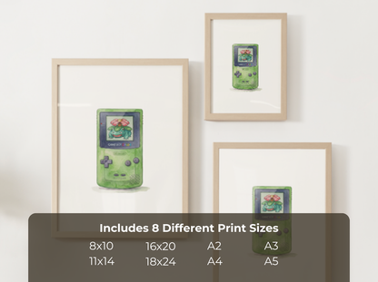Sleeping Green Game Boy Nursery Wall Art, Printable Poster, Retro Gaming Inspired, Instant Download