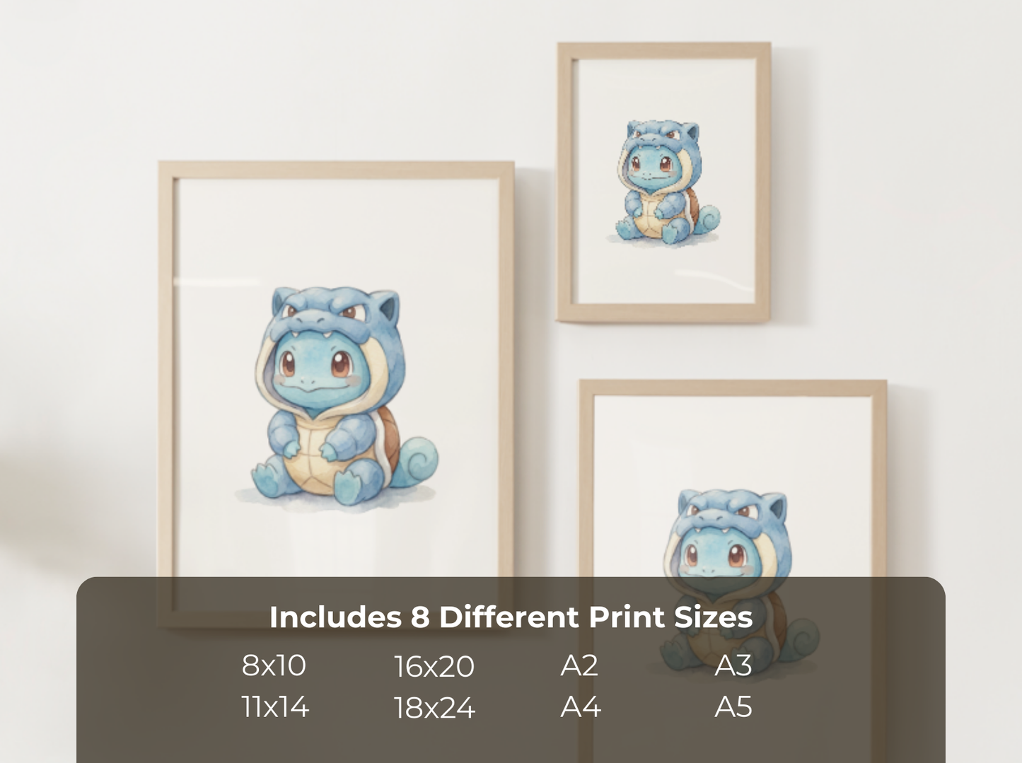 Squirtle Onesie Wall Art Printable, Gen 1 Starter Nursery Poster, Kids Room Decor, Digital Download