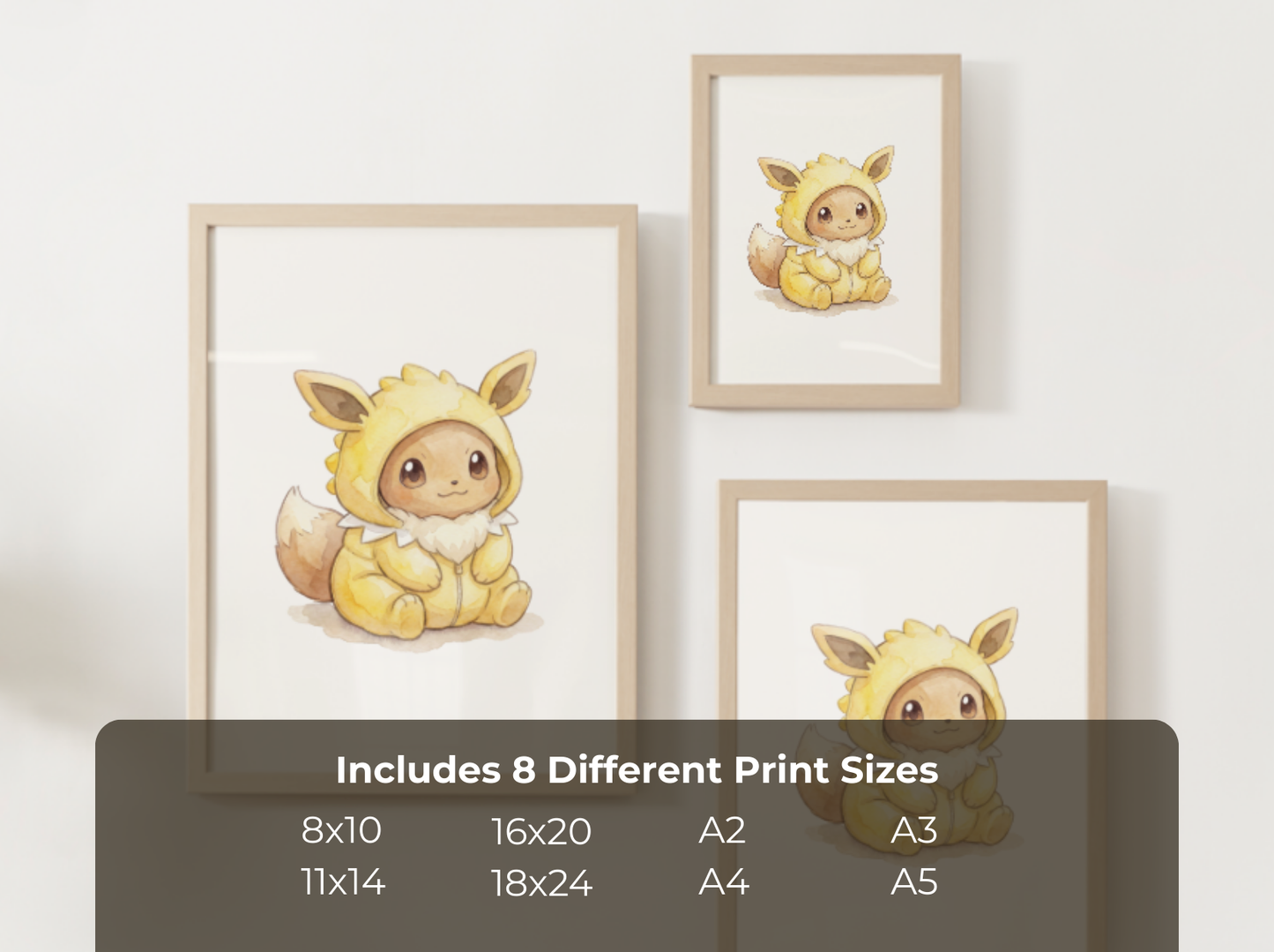 Eevee Jolteon Onesie Wall Art Printable, Eeveelution Nursery Poster, Kids Room Decor, Digital Download