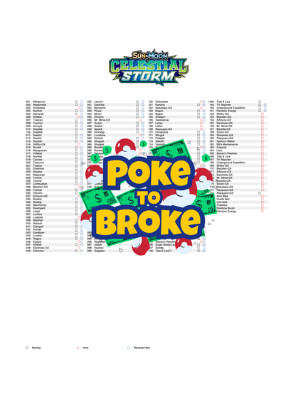 Sun & Moon: Celestial Storm Printable Master and Complete Set Binder Placeholders + Checklist (Digital Download)