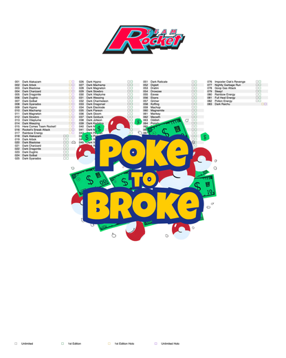 Base: Team Rocket Printable Master and Complete Set Binder Placeholders + Checklist (Digital Download)