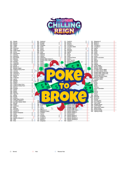 Sword & Shield: Chilling Reign Printable Master and Complete Set Binder Placeholders + Checklist (Digital Download)