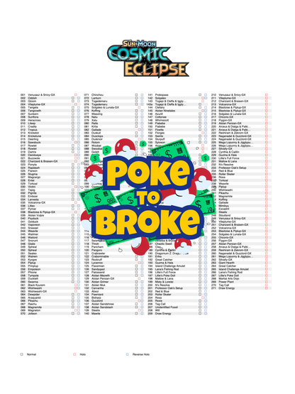 Sun & Moon: Cosmic Eclipse Printable Master and Complete Set Binder Placeholders + Checklist (Digital Download)