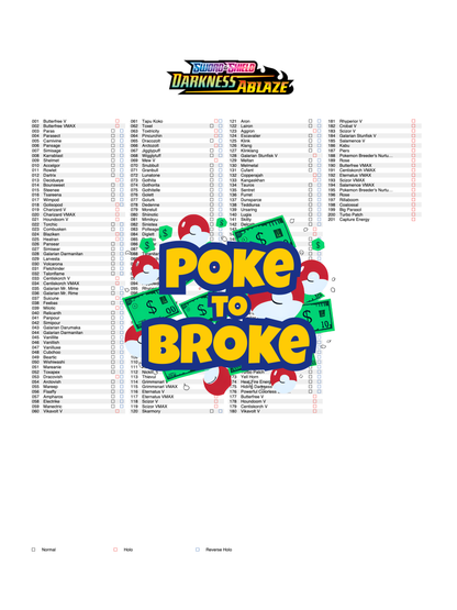 Sword & Shield: Darkness Ablaze Printable Master and Complete Set Binder Placeholders + Checklist (Digital Download)