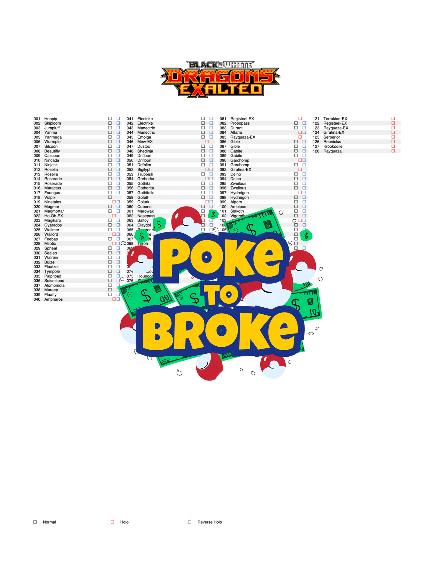 Black & White: Dragons Exalted Printable Master and Complete Set Binder Placeholders + Checklist (Digital Download)