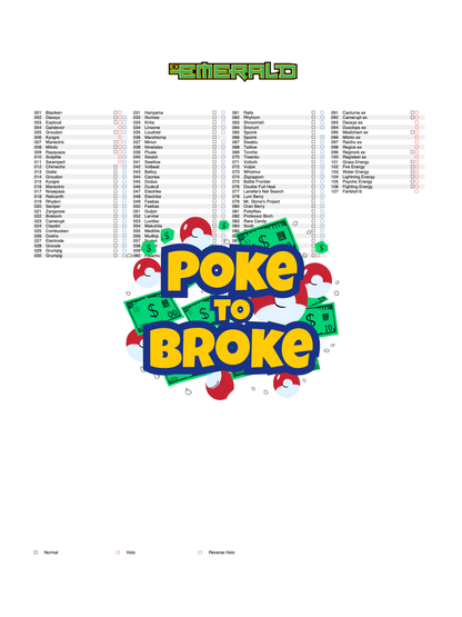 EX: Emerald Printable Master and Complete Set Binder Placeholders + Checklist (Digital Download)