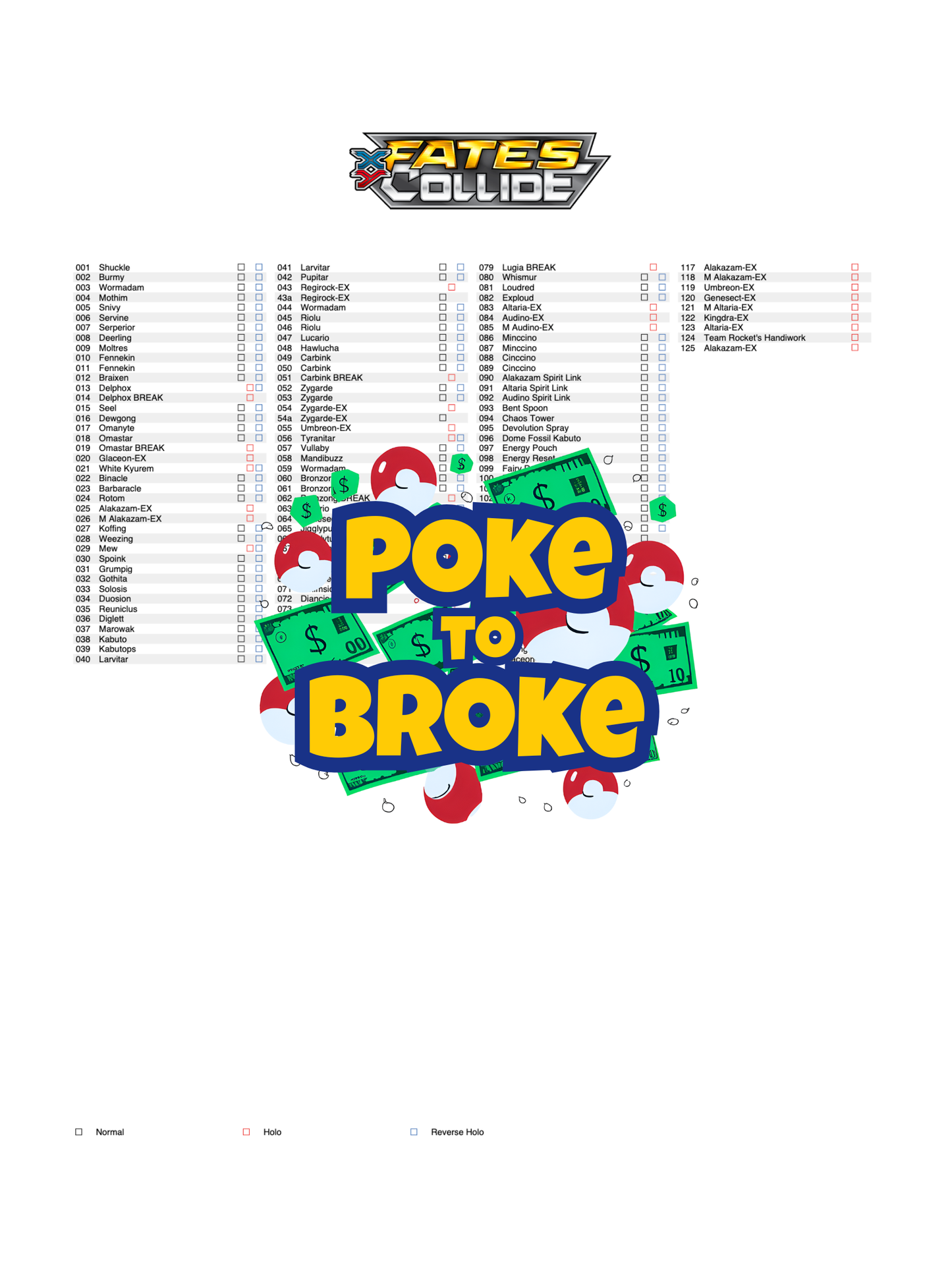 XY: Fates Collide Printable Master and Complete Set Binder Placeholders + Checklist (Digital Download)