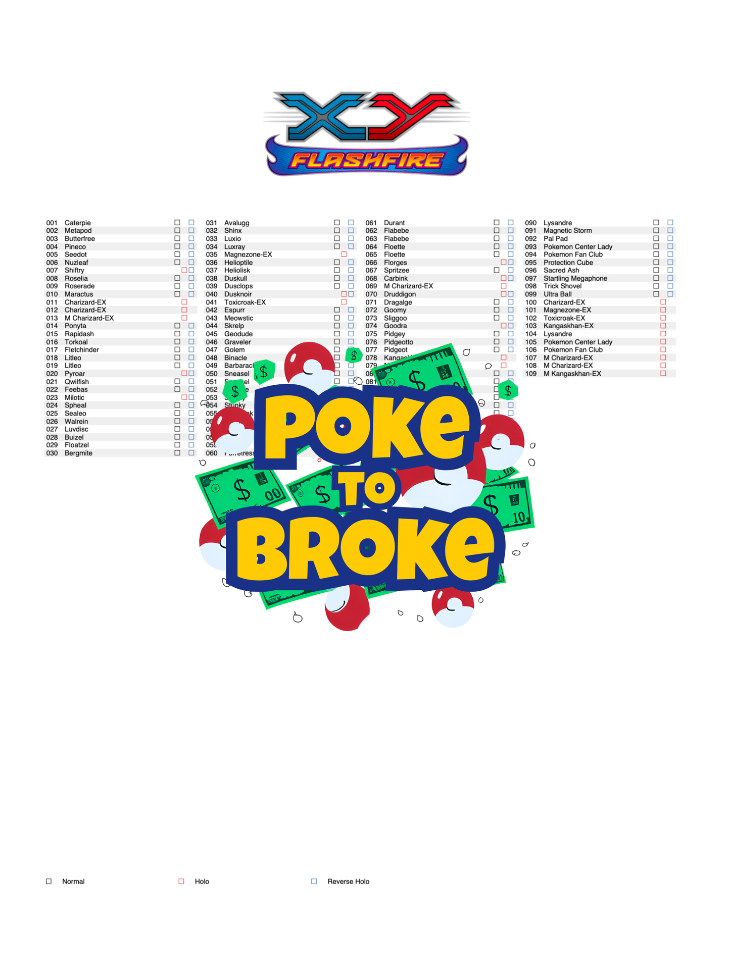 XY: Flashfire Promos Printable Master Set Binder Placeholders + Checklist (Digital Download)