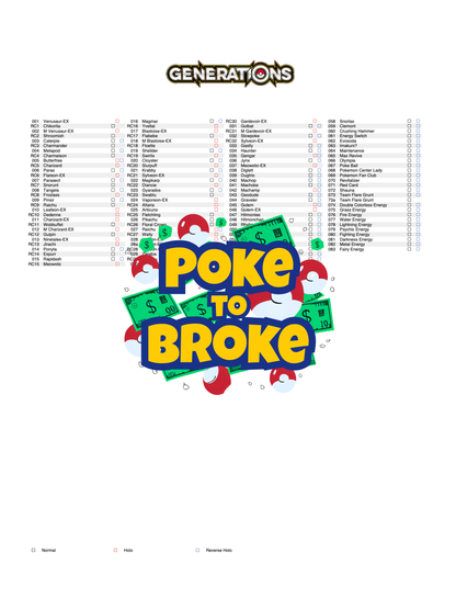 XY: Generations Printable Master and Complete Set Binder Placeholders + Checklist (Digital Download)