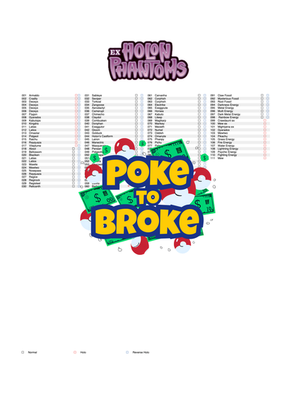 EX: Holon Phantoms Printable Master and Complete Set Binder Placeholders + Checklist (Digital Download)