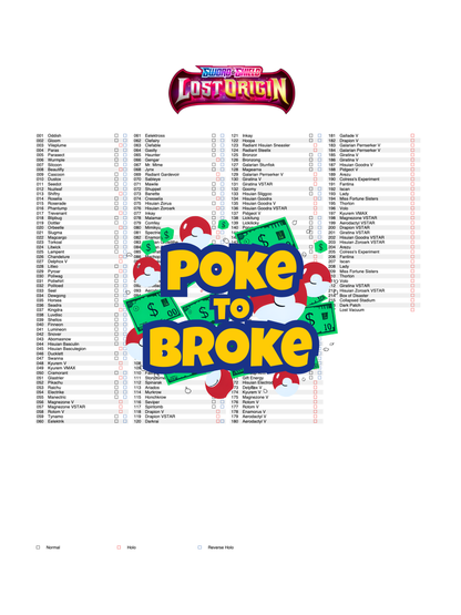 Sword & Shield: Lost Origin Printable Master and Complete Set Binder Placeholders + Checklist (Digital Download)