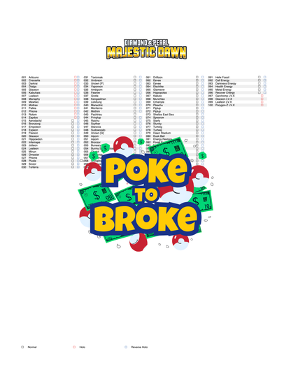 Diamond & Pearl: Majestic Dawn Printable Master and Complete Set Binder Placeholders + Checklist (Digital Download)