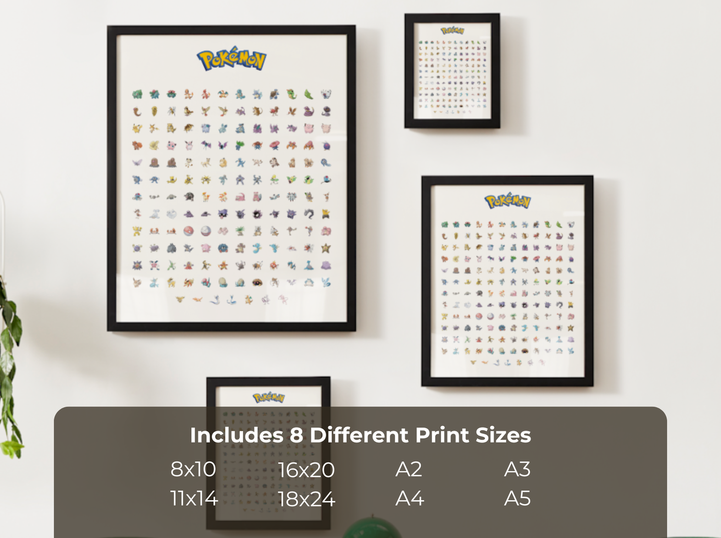 Pokemon Gen 1 Pokedex Poster, Kanto Wall Art, Kids Bedroom Decor, Pixel Edition Printable Digital Download