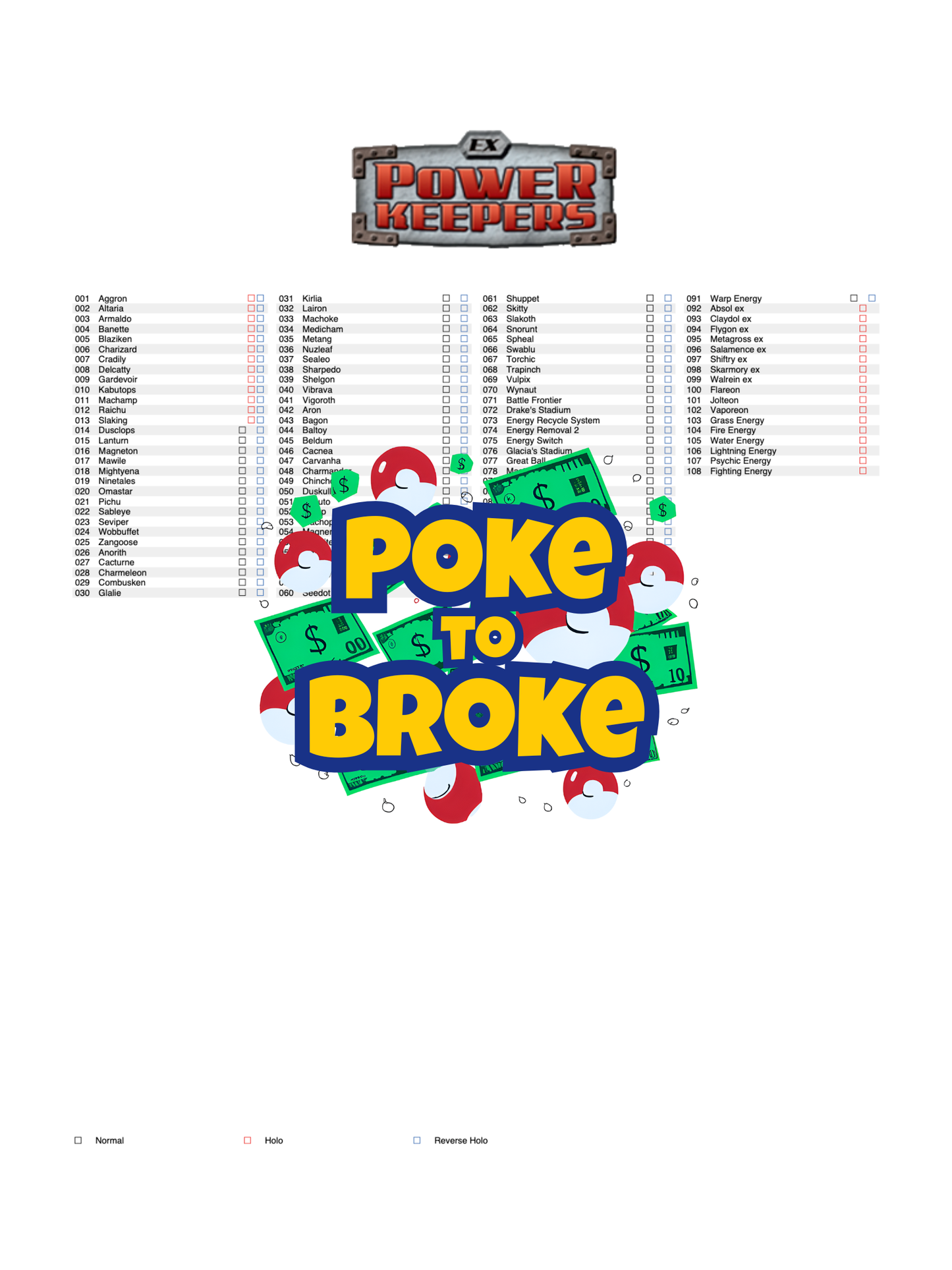 EX: Power Keepers Printable Master and Complete Set Binder Placeholders + Checklist (Digital Download)