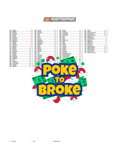 EX: Ruby & Sapphire Printable Master and Complete Set Binder Placeholders + Checklist (Digital Download)