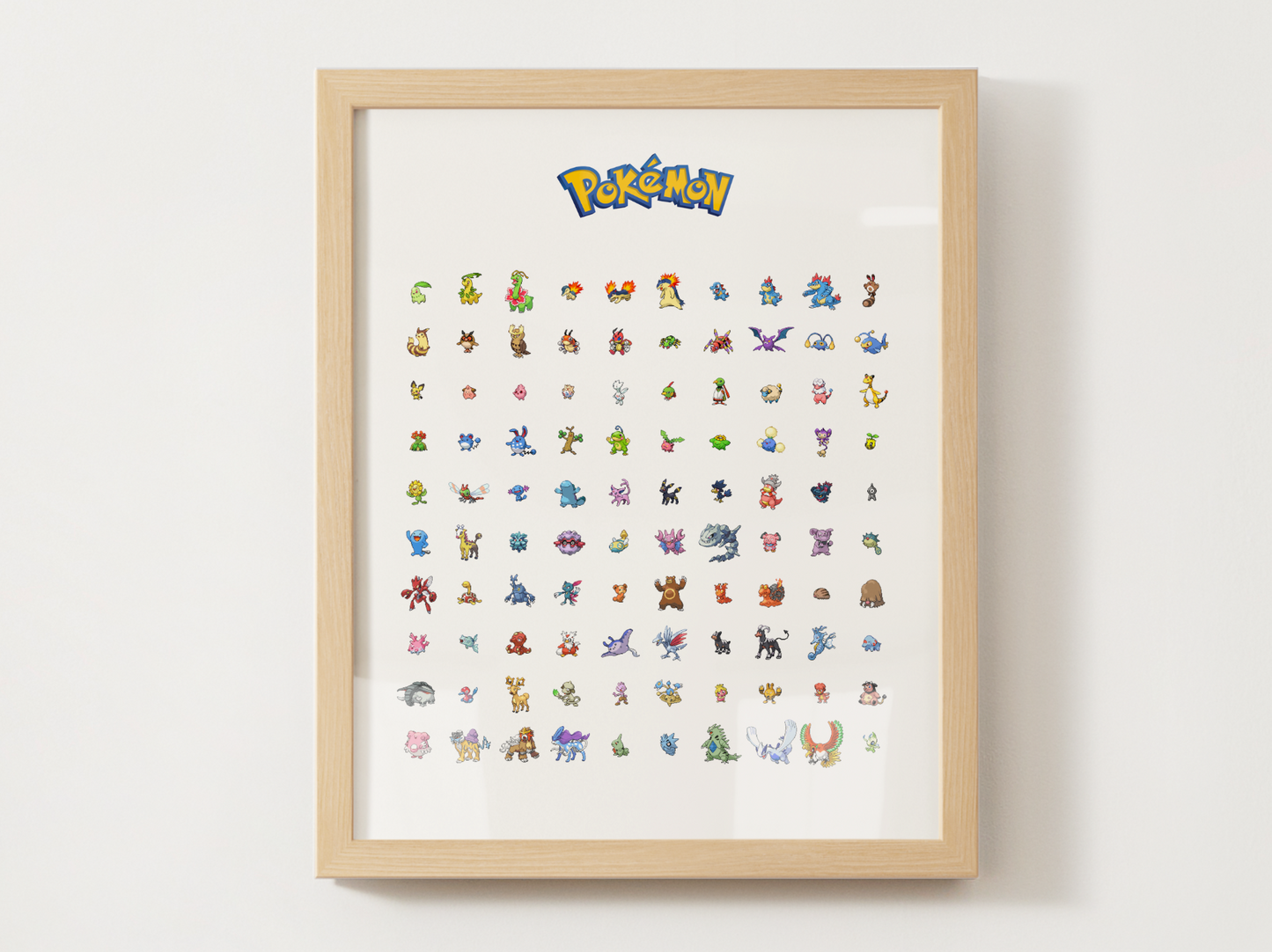 Pokémon Gen 2 Pokédex Poster, Johto Wall Art, Kids Bedroom Decor, Pixel Edition Printable Digital Download