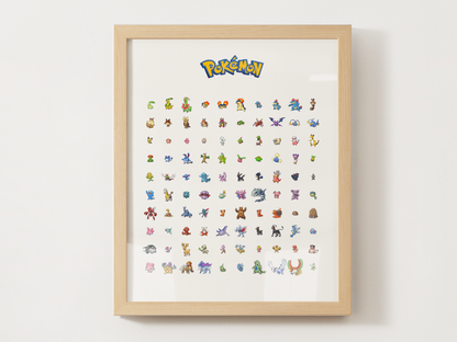 Pokémon Gen 2 Pokédex Poster, Johto Wall Art, Kids Bedroom Decor, Pixel Edition Printable Digital Download