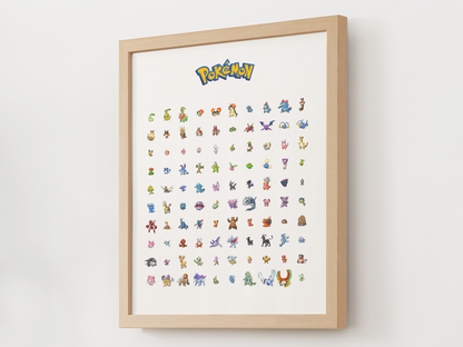 Pokémon Gen 2 Pokédex Poster, Johto Wall Art, Kids Bedroom Decor, Pixel Edition Printable Digital Download