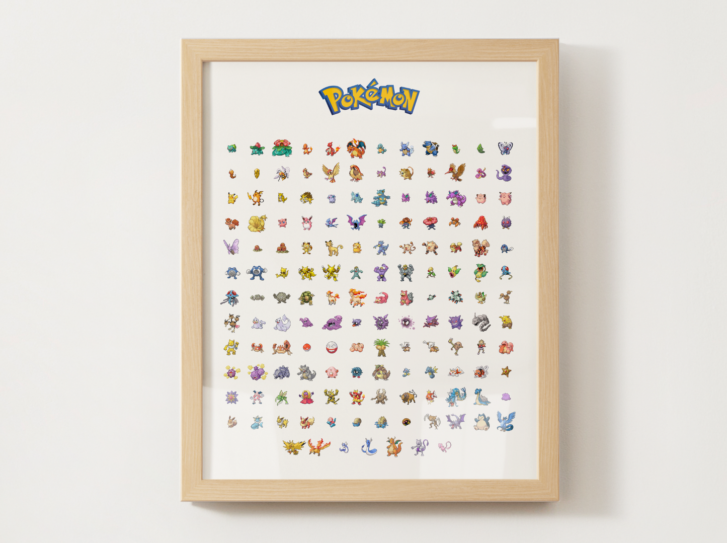 Pokemon Gen 1 Pokedex Poster, Kanto Wall Art, Kids Bedroom Decor, Pixel Edition Printable Digital Download