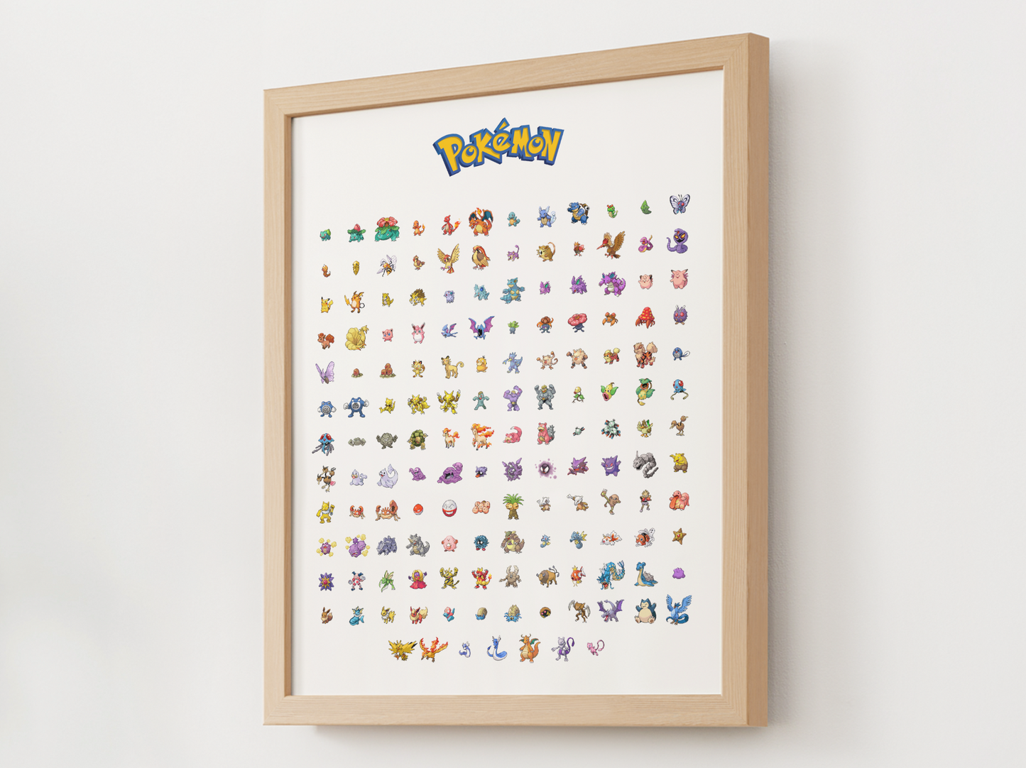 Pokemon Gen 1 Pokedex Poster, Kanto Wall Art, Kids Bedroom Decor, Pixel Edition Printable Digital Download