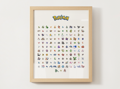 Pokémon Gen 3 Pokédex Poster, Hoenn Wall Art, Kids Bedroom Decor, Pixel Edition Printable Digital Download