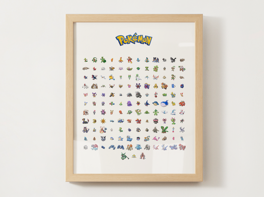 Pokémon Gen 3 Pokédex Poster, Hoenn Wall Art, Kids Bedroom Decor, Pixel Edition Printable Digital Download