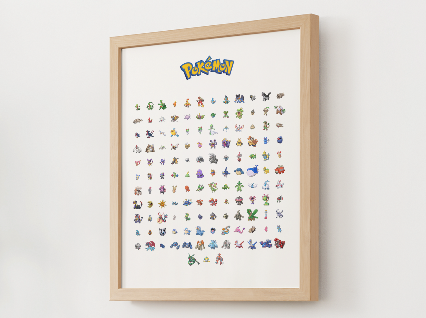 Pokémon Gen 3 Pokédex Poster, Hoenn Wall Art, Kids Bedroom Decor, Pixel Edition Printable Digital Download