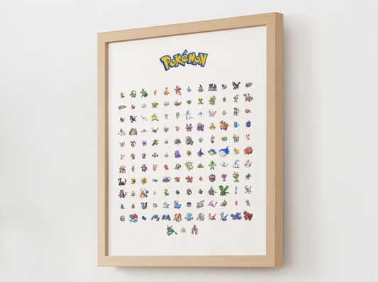 Pokémon Gen 3 Pokédex Poster, Hoenn Wall Art, Kids Bedroom Decor, Pixel Edition Printable Digital Download