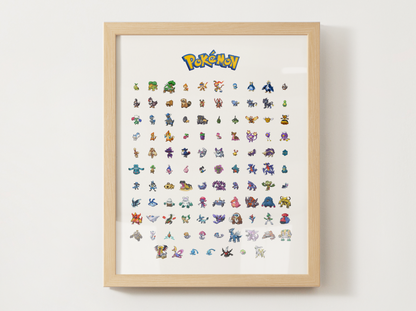 Pokemon Gen 4 Pokedex Poster, Sinnoh Wall Art, Kids Bedroom Decor, Original Artwork Printable Digital Download