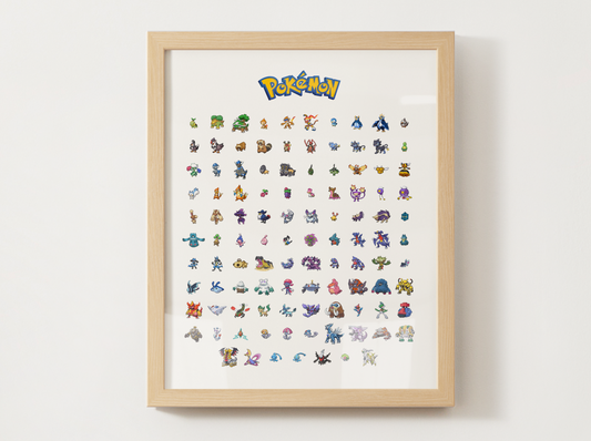 Pokemon Gen 4 Pokedex Poster, Sinnoh Wall Art, Kids Bedroom Decor, Original Artwork Printable Digital Download