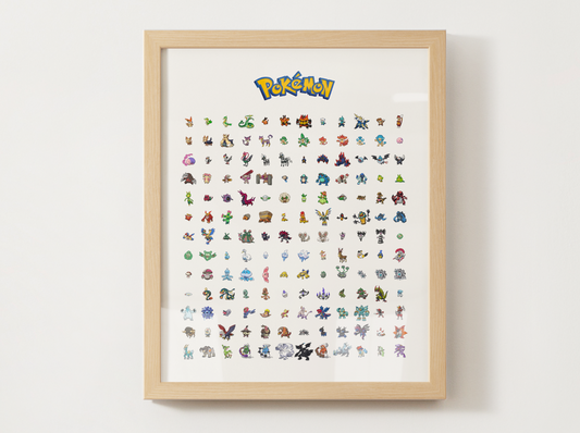 Pokemon Gen 5 Pokedex Poster, Unova Wall Art, Kids Bedroom Decor, Pixel Edition Printable Digital Download