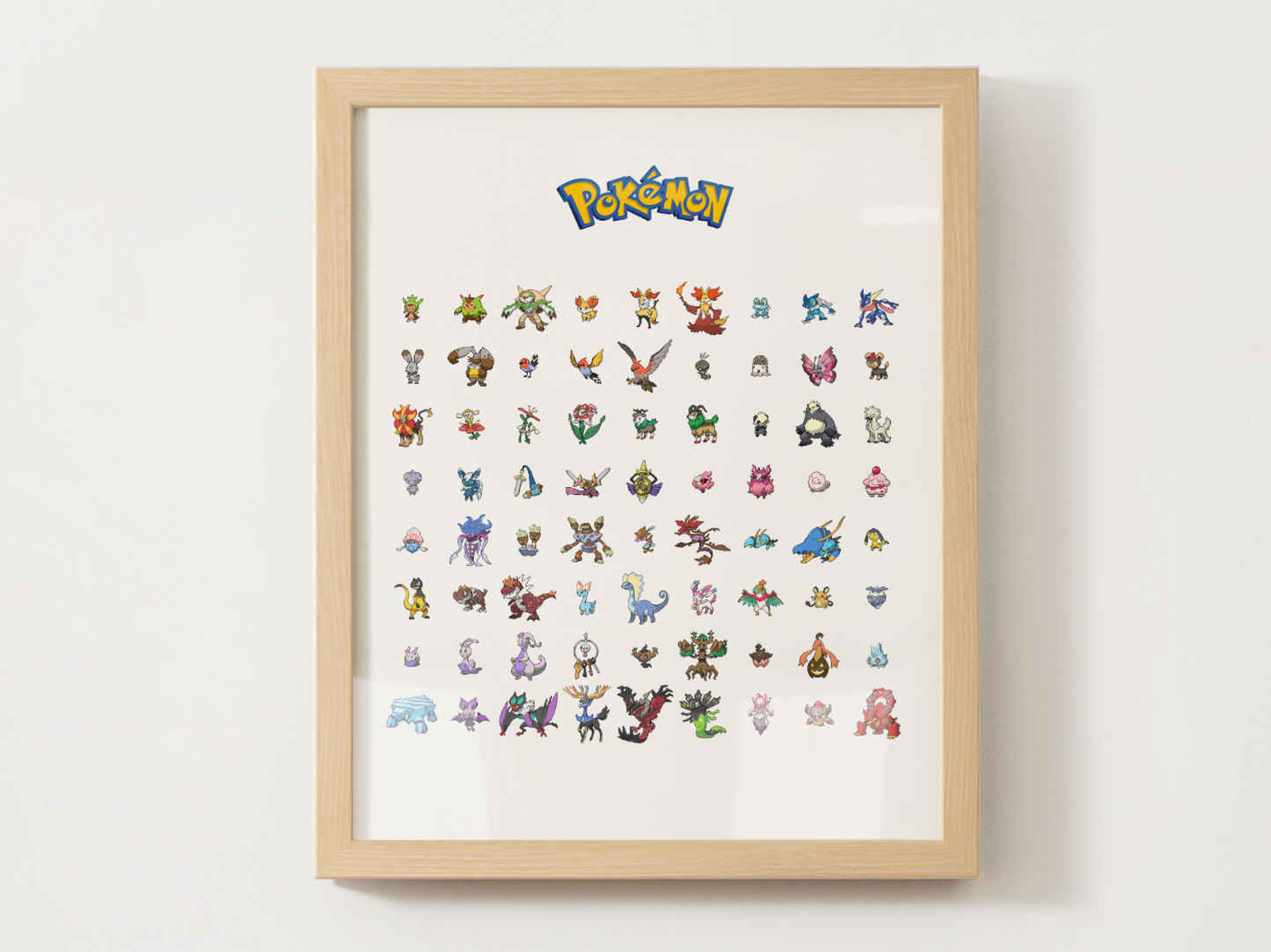 Pokémon Gen 6 Pokédex Poster, Kalos Wall Art, Kids Bedroom Decor, Pixel Edition Printable Digital Download