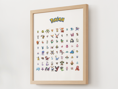 Pokémon Gen 6 Pokédex Poster, Kalos Wall Art, Kids Bedroom Decor, Pixel Edition Printable Digital Download
