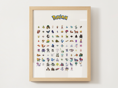 Pokemon Gen 8 Pokedex Poster, Galar Wall Art, Kids Bedroom Decor, Pixel Edition Printable Digital Download