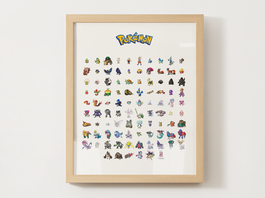 Pokemon Gen 8 Pokedex Poster, Galar Wall Art, Kids Bedroom Decor, Pixel Edition Printable Digital Download