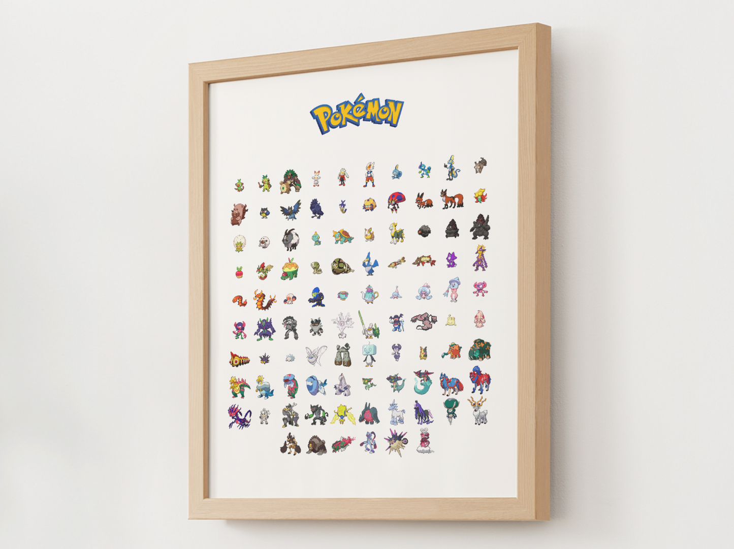 Pokemon Gen 8 Pokedex Poster, Galar Wall Art, Kids Bedroom Decor, Pixel Edition Printable Digital Download