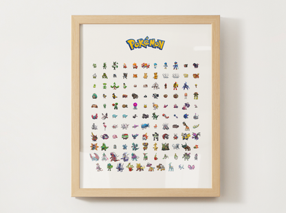 Pokemon Gen 9 Pokedex Poster, Paldea Wall Art, Kids Bedroom Decor, Pixel Edition Printable Digital Download