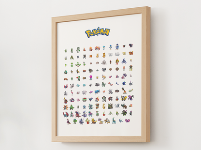 Pokemon Gen 9 Pokedex Poster, Paldea Wall Art, Kids Bedroom Decor, Pixel Edition Printable Digital Download