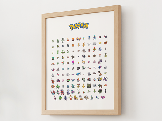 Pokemon Gen 9 Pokedex Poster, Paldea Wall Art, Kids Bedroom Decor, Pixel Edition Printable Digital Download