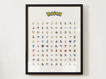 Pokemon Gen 2 Pokedex Poster, Johto Wall Art, Kids Bedroom Decor, Original Artwork Printable Digital Download