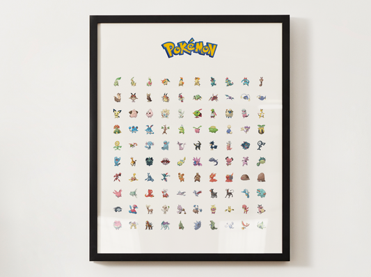 Pokemon Gen 2 Pokedex Poster, Johto Wall Art, Kids Bedroom Decor, Original Artwork Printable Digital Download