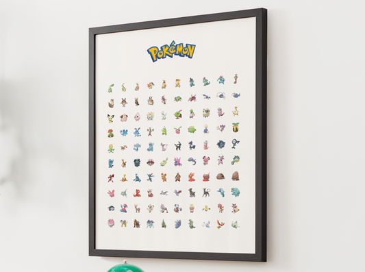 Pokemon Gen 2 Pokedex Poster, Johto Wall Art, Kids Bedroom Decor, Original Artwork Printable Digital Download