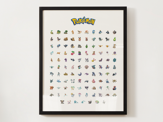 Pokemon Gen 4 Pokedex Poster, Sinnoh Wall Art, Kids Bedroom Decor, Original Artwork Printable Digital Download